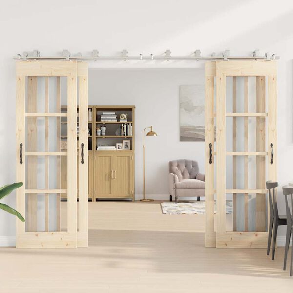 vidaXL Kit Binari Porta Scorrevole 366 cm Acciaio Inossidabile Argento