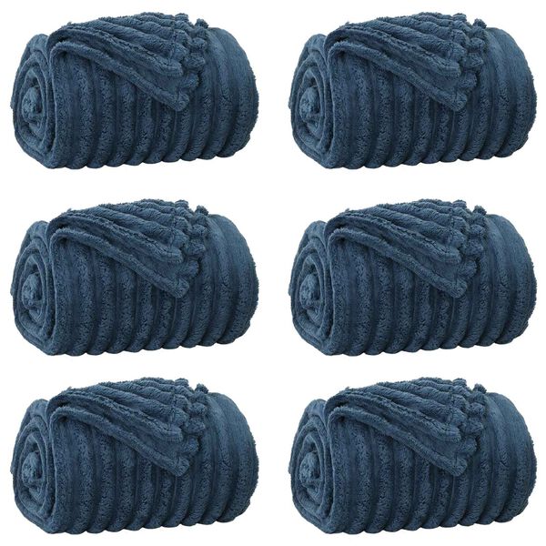 vidaXL Coperte da Pile 6 pcs Blu navy 150 x 130 cm Panno