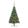 vidaXL Albero di Natale a Met&agrave; Preilluminato con Palline Verde 180 cm