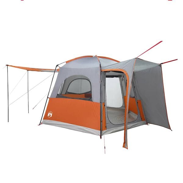 vidaXL Tenda da Campeggio 4 Persone Grigio e Arancione Impermeabile