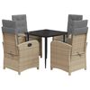 vidaXL Set Pranzo da Giardino 5 pz con Cuscini Beige Misto Polyrattan