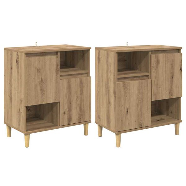 vidaXL Sideboards 2 pcs Rovere artigianale 60 x 35 x 70 cm