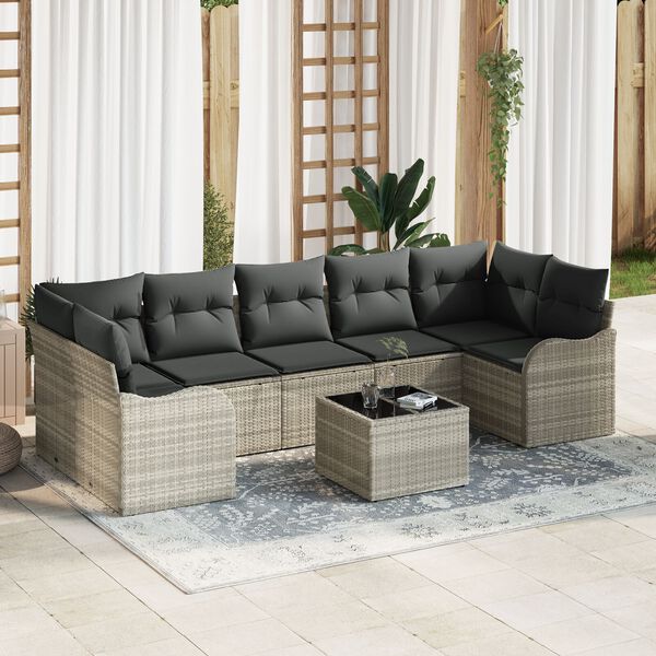 vidaXL Set Divano da Giardino Grigio chiaro 55 x 55 x 37 cm polyrattan