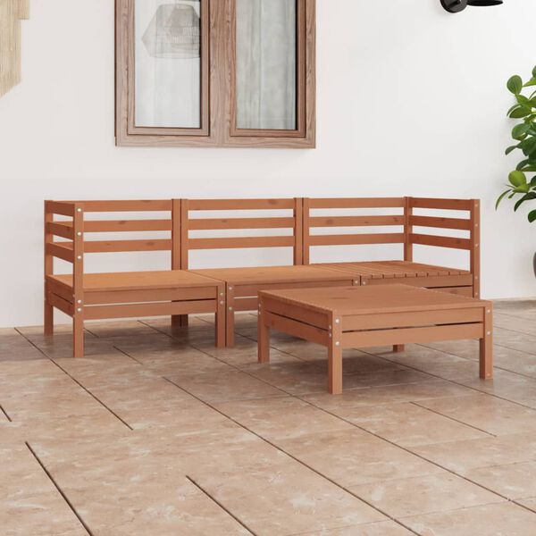 vidaXL Set Salotto da Giardino 4pz Marrone Ambra Legno Massello Pino