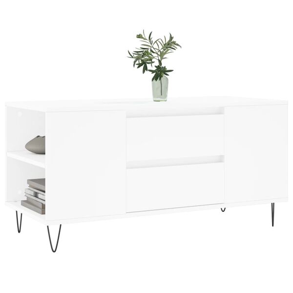 vidaXL Tavolino da Salotto Bianco 102x44,5x50 cm in Legno Multistrato