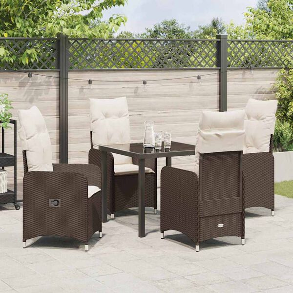 vidaXL Set da Pranzo per Giardino 5 pcs Marrone Poly Rattan