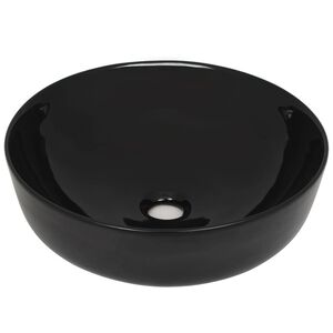 vidaXL Lavandino Tondo in Ceramica Nero 41,5x13,5 cm