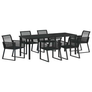 vidaXL Set da Pranzo per Giardino 7 pcs Nero