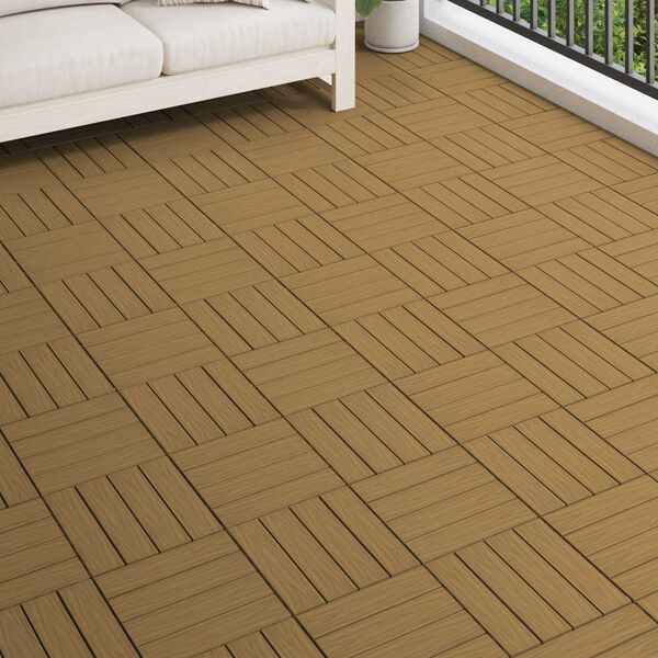 vidaXL Piastrella per Decking 11 pcs Teak riciclato 30 x 30 cm WPC