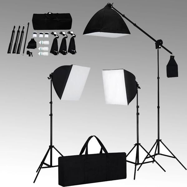 vidaXL Kit Studio Fotografico con Luci Softbox e Fondale