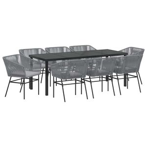 vidaXL Set da Pranzo per Giardino con cuscino 9 pcs Grigio