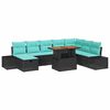 vidaXL Set Divano da Giardino 9 pz Nero polyrattan