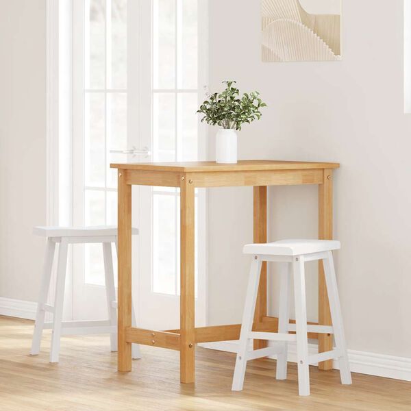 vidaXL Sgabelli da Bar 2 pz Bianchi in Legno Massello di Hevea