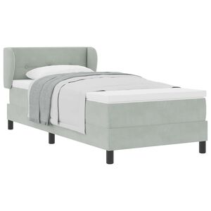 vidaXL Letto a molle con materasso Grigio chiaro 90 x 190 cm Velluto