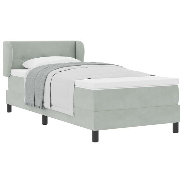 vidaXL Letto a molle con materasso Grigio chiaro 90 x 190 cm Velluto