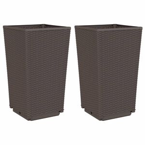 vidaXL Fioriere da Giardino 2 pz Marrone 32,5x32,5x57 cm in PP