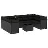 vidaXL Set Divani da Giardino 10pz con Cuscini in Polyrattan Nero
