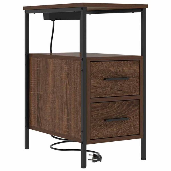 vidaXL Armadio da Notte con cassetto Rovere Marrone 30 x 48 x 61 cm