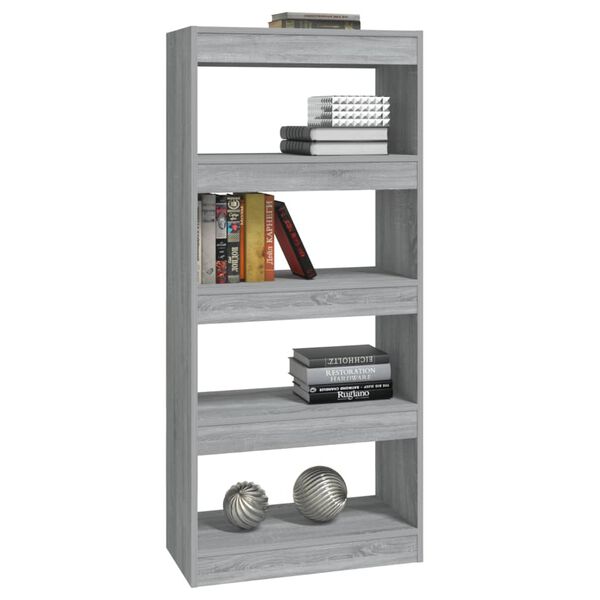 vidaXL Libreria/Divisorio Grigio Sonoma 60x30x135 cm Legno Multistrato