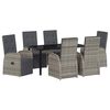 vidaXL Set da Pranzo per Giardino con cuscino 7 pcs Grigio polyrattan