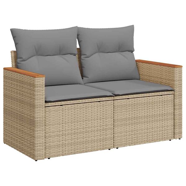 vidaXL Set Divano da Giardino 6 pz con Cuscini Beige in Polyrattan