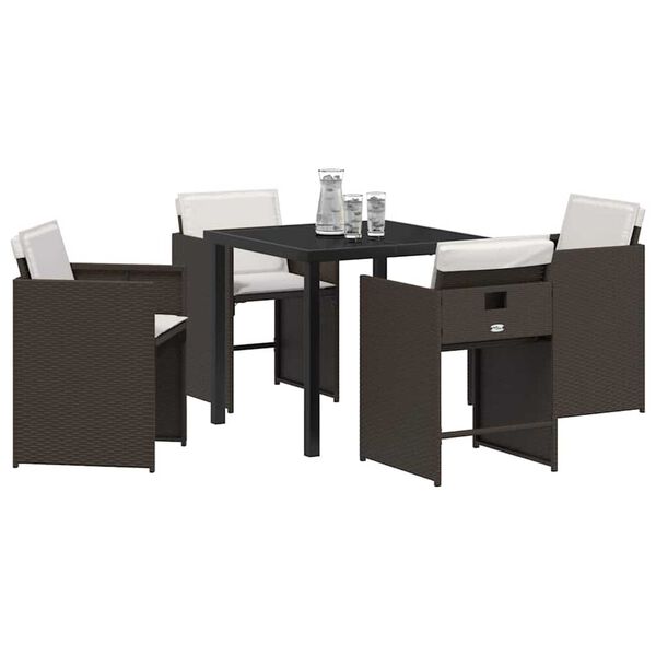 vidaXL Set da Pranzo per Giardino 5 pcs Marrone polyrattan