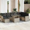 vidaXL Set Divano da Giardino 9pz con Cuscini Grigio Chiaro Polyrattan