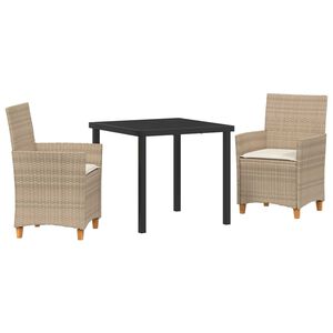 vidaXL Set da Pranzo per Giardino 3 pcs Beige polyrattan