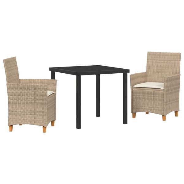 vidaXL Set da Pranzo per Giardino 3 pcs Beige polyrattan
