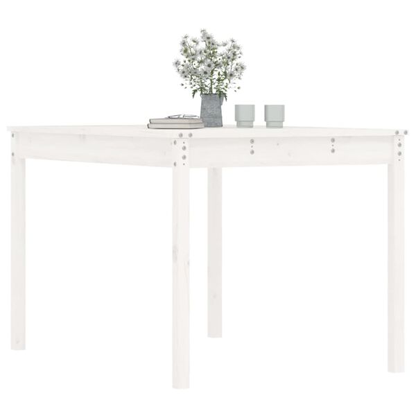 vidaXL Tavolo da Giardino Bianco 121x82,5x76 cm Legno Massello di Pino