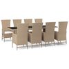 vidaXL Set da Pranzo da Giardino 9 pz con Cuscini Beige in Polyrattan