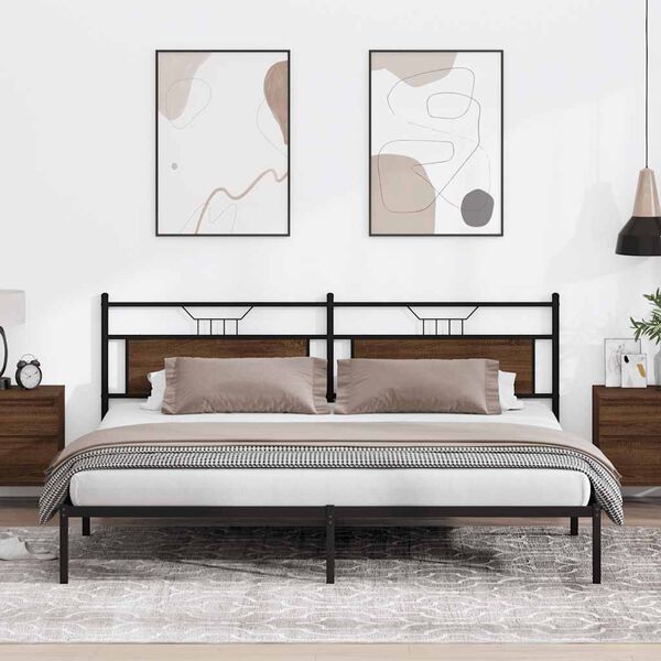 vidaXL Giroletto senza Materasso Rovere Marrone 200x200 cm Truciolato