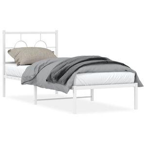 vidaXL Giroletto senza Materaso con Testiera Metallo Bianco 75x190 cm
