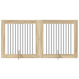 vidaXL Cancello per cani con supporti 2 pcs Rovere Sonoma 100 x 100 cm