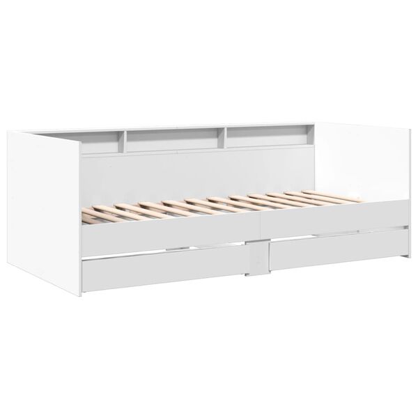 vidaXL Divano Letto con Cassetti senza Materasso Bianco 90x190 cm