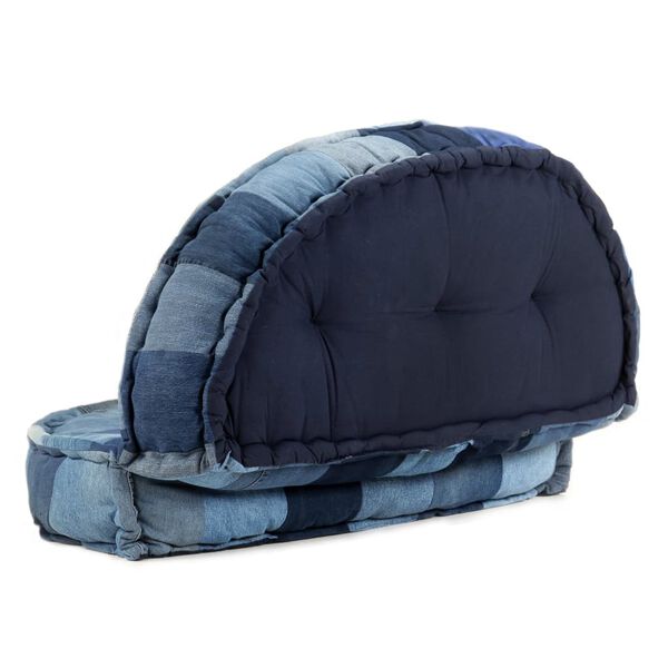 vidaXL Pouf Rotondo 100x20 cm in Denim Patchwork