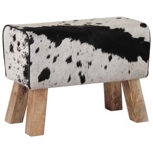 vidaXL panca 60 x 30 x 45 cm Pelle Vera Nero e Bianco