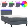vidaXL Letto a Molle con Materasso e LED Grigio Scuro 80x210 cm Velluto