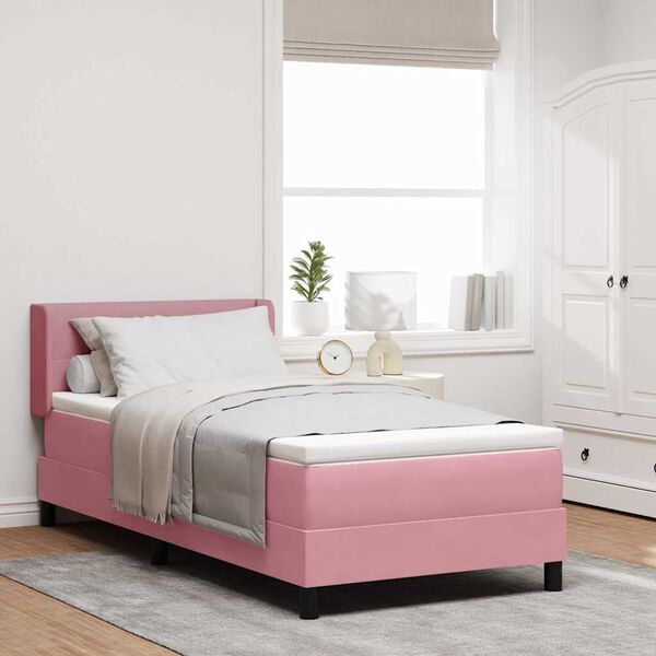 vidaXL Letto a molle con materasso Rosa 200 x 80 cm Poliestere