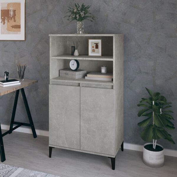 vidaXL Credenza Grigio Cemento 60x36x110 cm in Legno Multistrato