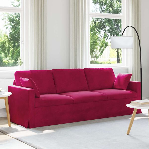 vidaXL Divano Rosso Vino 228 x 78 x 80 cm Velluto