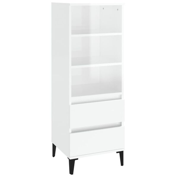 vidaXL Credenza Bianco Lucido 40x36x110 cm in Legno Multistrato