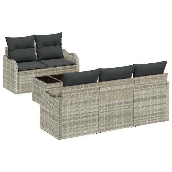 vidaXL Set Divano da Giardino Grigio chiaro polyrattan
