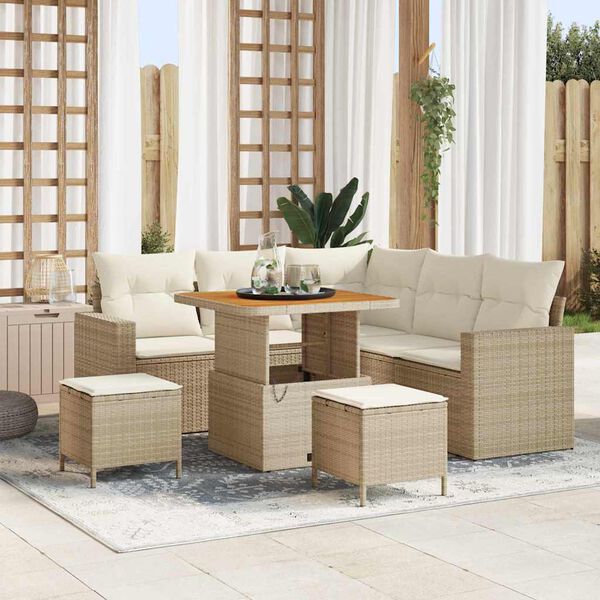 vidaXL Set Divano da Giardino 8 pcs Beige polyrattan