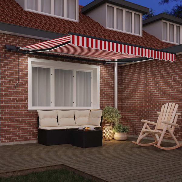 vidaXL Tenda Retrattile Rosso e bianco 300 x 250 cm Tessuto