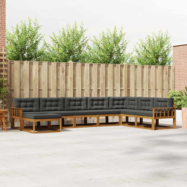 vidaXL Set di divani da esterno con cuscino 8 pcs Naturale e Antracite