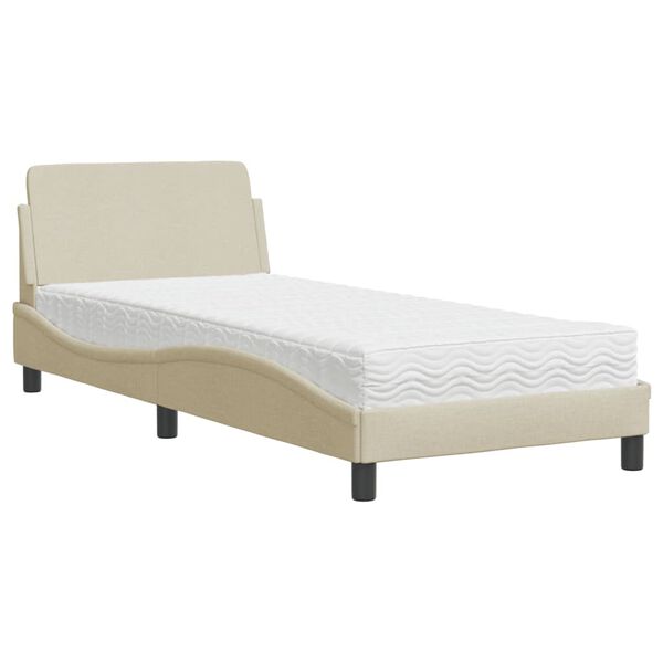 vidaXL Letto con Materasso Dover Crema 90x200 cm in Tessuto