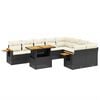 vidaXL Set Divani da Giardino 10pz con Cuscini in Polyrattan Nero