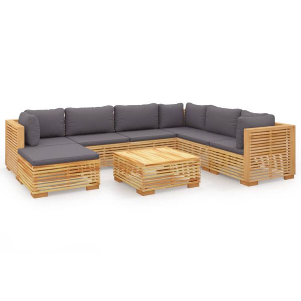 vidaXL Set Divani da Giardino 8 pz con Cuscini Legno Massello di Teak