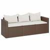 vidaXL Divano da Giardino a 3 Posti con Cuscini in Polyrattan Marrone